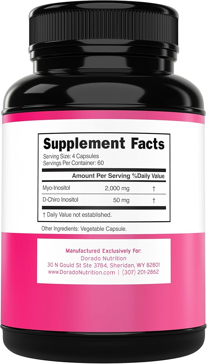 Myo-Inositol & D-Chiro Inositol Supplement For Women (240 Capsules, 2050mg Per Serving Ideal 40:1 Ratio Myo Inositol) Hormone Balance for Women - Third Party Tested, Vegan Safe & USA Made - 240 Count