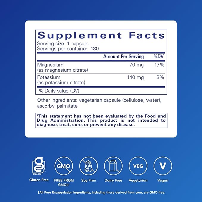 Pure Encapsulations Potassium Magnesium (Citrate) - for Heart Health & Bone Mineralization* - Optimal Absorption - Gluten Free & Non-GMO - 180 Capsules