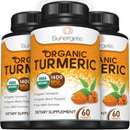 USDA Certified Organic Turmeric Supplement – Includes Organic Turmeric & Organic Black Pepper – 1,400mg of Turmeric per Serving - 60 Count (Pack of 1)