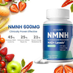 Pure NMNH 600mg Liposomal NAD Supplement for Women & Men - NMNH (Dihydronicotinamide Mononucleotide, NMN Alternative) for Anti-Aging, NAD+ Levels, Immune, and Energy, 120 Capsules (120-Day Supply)