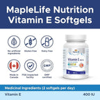 MapleLife Vitamin E 400IU - Natural - 100 softgels