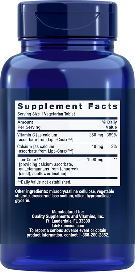 Life Extension Vitamin C 24-Hour Liposomal Hydrogel Formula, 90 Vegetarian Tablets