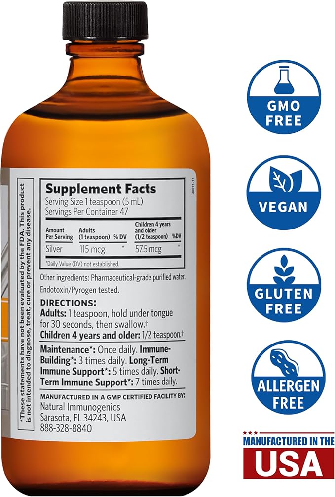 Argentyn 23 Professional Immune Support - Colloidal Silver, Bio-Active Silver Hydrosol, 23 ppm, Liquid Twist Top, 8 Fl Oz (236 mL)