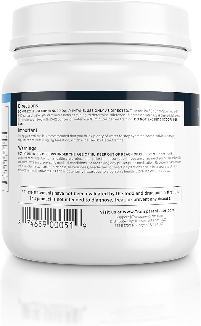 Transparent Labs Lean Pre-Workout - Body Recomposition Pre Workout for Men and Women with Acetyl L-Carnitine, Beta Alanine Powder, & PurCaf Organic Caffeine Powder - 30 Servings, Orange