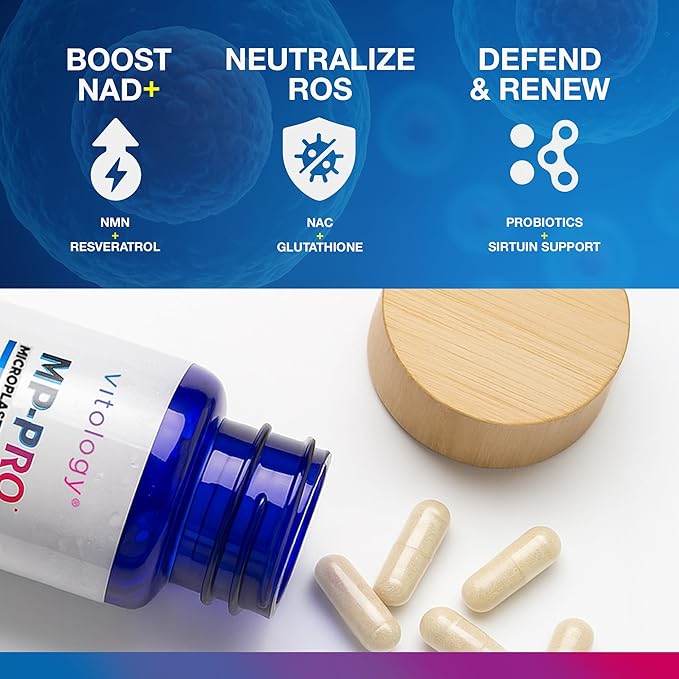 MP-PRO Microplastics Defense | 15 Billion CFU Probiotic + Antioxidant Blend | NMN, NAC, Glutathione, Resveratrol & Charcoal | Supports Cellular Detox, Longevity & Gut Health – 60 Capsules