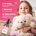 Liquid Iron Supplement for Kids, Women & Men - with Calcium, Zinc, Kids Multivitamin with Iron Drops - Blood Builder & Energy Support for Iron Deficiency, Anemia, Pineapple Flavor 2 Fl Oz
