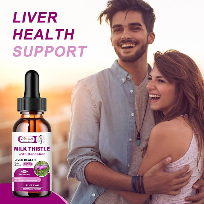 Liver Health Support Liquid 2 Pack,600mg Milk Thistle 80% Silymarin Extract & 250mg Dandelion Root Extract, Liver Cleanse Detox & Repair Fatty Liver Formula, Vegan, Non-GMO and All-Natural