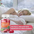 Magnesium Glycinate Gummies, Sugar Free Magnesium Supplement w/Ashwagandha, Zinc, Vegan Magnesium Glycinate Supplement for Adults - 60 Cherry Gummies