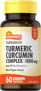 Sundance Turmeric Curcumin Complex | 60 Capsules | with BioPerine | Non-GMO and Gluten Free Supplement