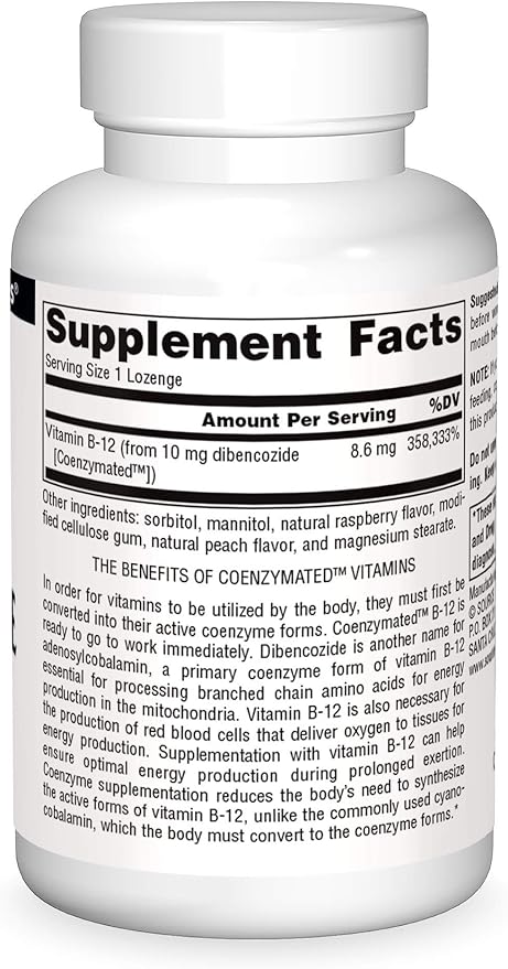 Source Naturals Dibencozide - Coenzymated B-12 Athletic Series, Quick Dissolving Dietary Supplement - 120 Lozenges