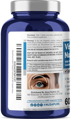 NusaPure Vision Support Nutrients with Vitamin A, C, E, Calcium, Zinc, Selenium, Copper, Lutein 60 Tablets Non-GMO Dietary Supplement