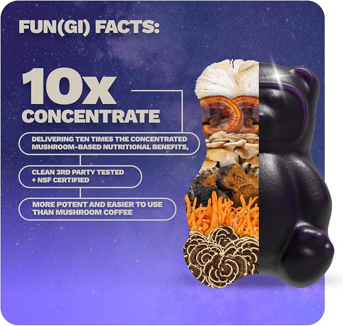 Grüns Nutrops Lions Mane Mushroom Gummies for Adults, Functional Nootropics, Herbal Brain Supplement for Energy, Brain Health, Cognitive, Memory & Focus, Reishi, Chaga, Cordyceps, Coriolus, 28 Count