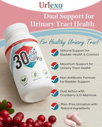 Uriexo Double Action Support Cranberry Pills - Urinary Tract Health Supplement with 36mg Proanthocyanidins PACs & 2000mg D-Mannose, Capsules for Men & Women, Non-Antibiotic Formula, 30 Day Supply