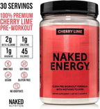 NAKED Cherry Lime Energy - Clean Pre Workout Supplement for Men and Women, NSF Certified, Vegan Friendly, No Added Sweeteners, Colors Or Flavors - 30 Servings