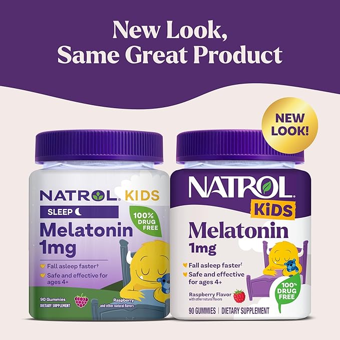 Natrol Kids Melatonin 1mg, for Restful Sleep, 90 Raspberry-Flavored Gummies
