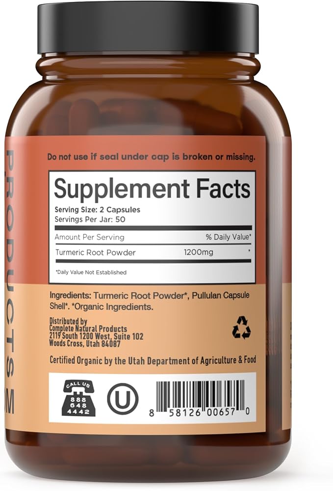 Organic Turmeric Capsules 600mg - Pure Curcumin Root Supplement, Raw Root Powder Pills, Organic Supplements for Liver Gallbladder Support Clean Plant Based Formula Made USA Natural Herbal Wellness Aid