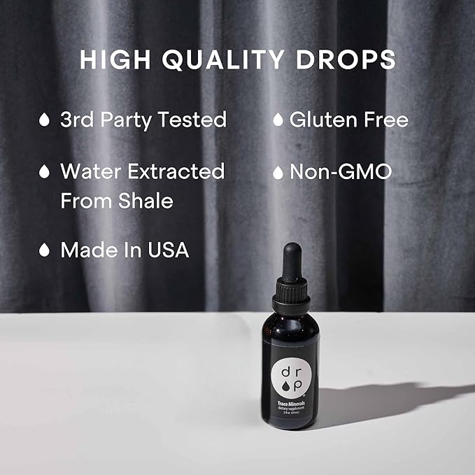 Organic Trace Minerals Electrolyte Drops with Fulvic Acid 2 oz Alkaline Liquid Minerals for Water - Supports Gut Health, Energy, Stamina, and Nutrient Uptake