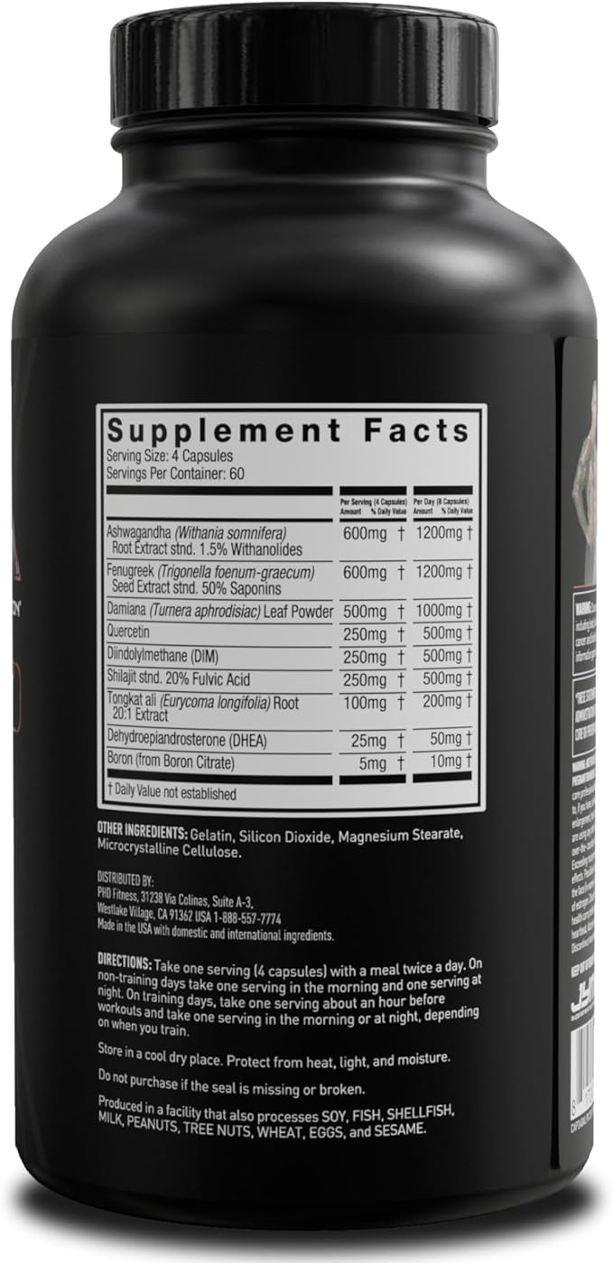 Alpha JYM X Advanced Testosterone Booster - Vitality, Optimization, DHEA, Ashwagandha, Boron, Shilajit, Fenugreek, Eurycoma, Damiana, Quercetin, DIM, JYM Supplemental Science (240 Capsules)