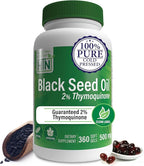 Health Thru Nutrition Black Seed Oil 500mg 360 Softgels | High Potency 2% Thymoquinone | 3rd Party Tested | Pure Cold Pressed | Organically Grown | Non-GMO, Gluten Free, Soy Free