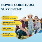Bovine Colostrum Supplement Powder - 60% IgG 3000 mg for Gut, Hair Growth, Beauty, and Immune, Easy to Mix, Unflavored (50 Servings)