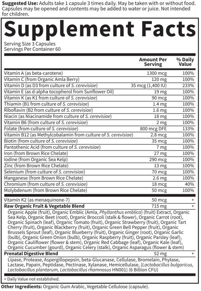 Garden of Life Vitamin Code®, RAW Prenatal™, 180 Vegetarian Capsules, (Pack of 2)