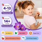 Saffron Gummies for Kids & Adults, 20-in-1 Saffron Supplements with 88.5mg Saffron Extract, B6, B12, C, D3, Magnesium for Calm, Focus, Nerve, Sugar Free, Vegan, Non-GMO - Strawberry Flavor, 60 Counts