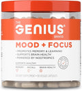 The Genius Brand Genius Mood+Focus - Nootropic Supplement with Organic Lion’s Mane, Alpha GPC & More for Brain Health - Memory Support & Focus Support - Non-GMO - 90 Veggie Capsules