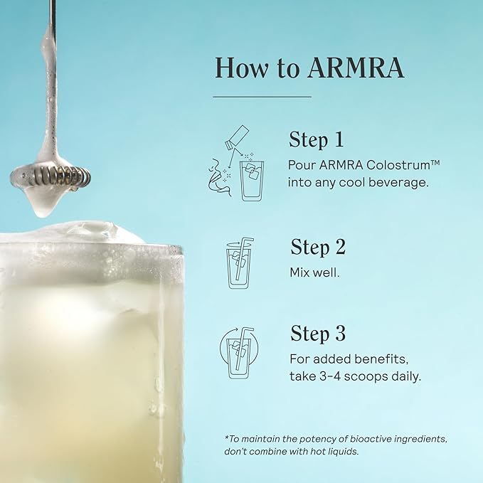 ARMRA Colostrum Powder | Unflavored | Gut Health & Bloating | Skin & Hair | Immunity | Keto, Gluten & Fat-Free | 30 Servings