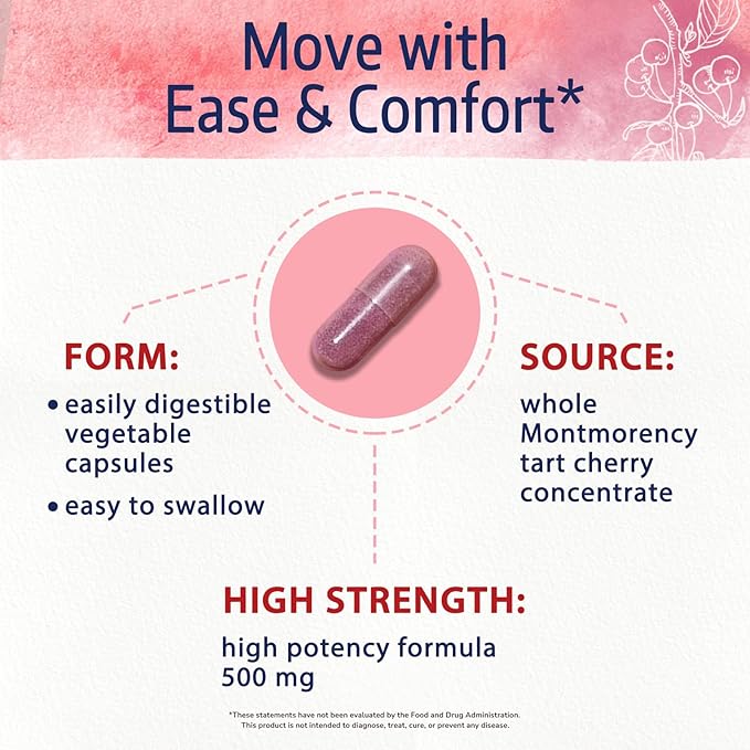 Bonawell Tart Cherry Capsule, 500mg Extract Per Capsule, Made from Montmorency Tart Cherries, Powerful Uric Acid Cleanse, Antioxidant Support, 8 Month Supply, 240 Capsules