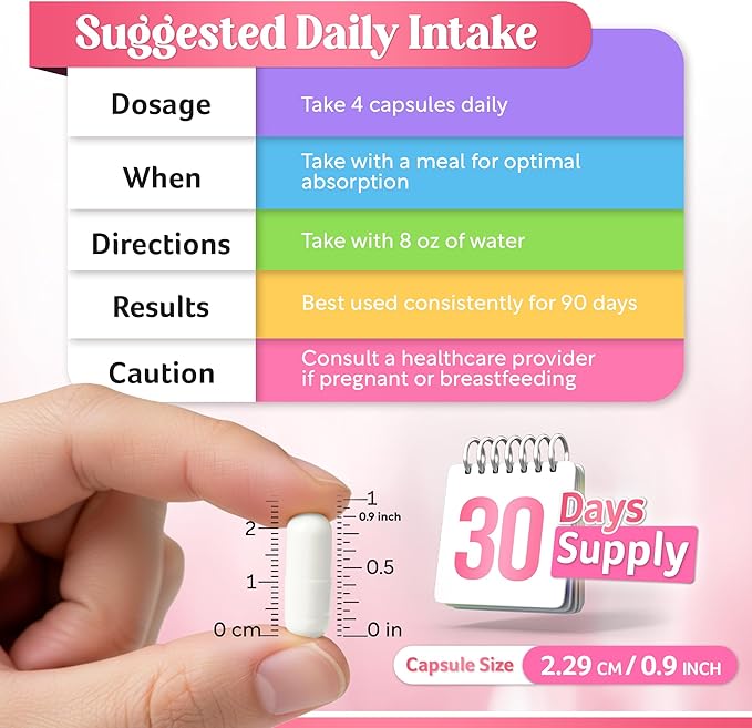 Myo-Inositol & D-Chiro Inositol Supplement for Women - 40:1 Ratio Inositol Capsules with Folate, Vitamin D3, Magnesium & Zinc - Ovarian Support Inositol Multivitamin - 2050mg, 120 Count