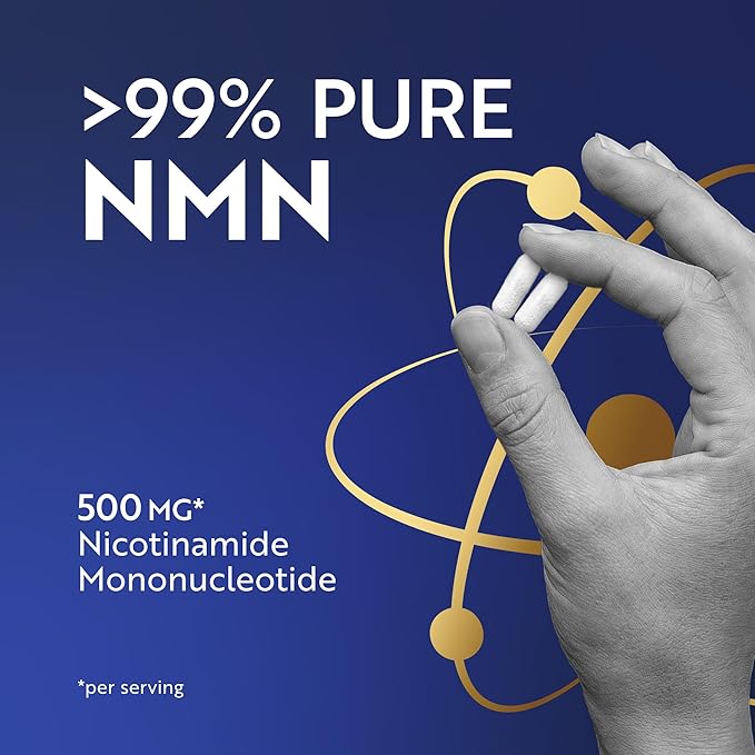 NMN Supplement 500mg | 99% Pure | NAD+ Precursor for Cellular Energy, Longevity, Repair, and Healthy Aging Support | Third-Party Tested & Non-GMO | Nicotinamide Mononucleotide | 60 NMN Capsules