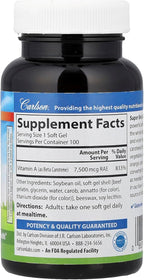 Carlson - Super Beta Carotene, 25000 IU (15 mg), Vitamin A as Beta Carotene, Bioavailable and Bioactive Form, Vision Health, Healthy Skin, 100 Softgels