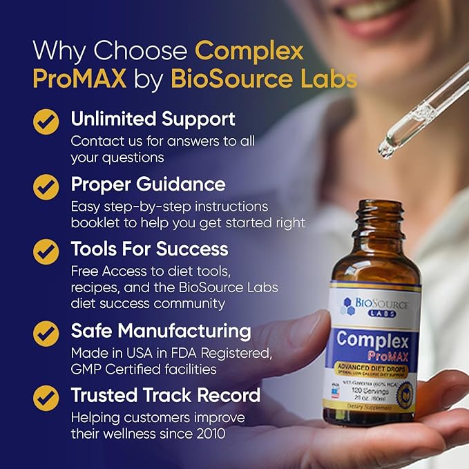 BioSource Labs Complex ProMAX Premium Diet Drops 2 oz (2 Bottle Pack) - 60 Day Supply