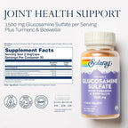 SOLARAY Glucosamine Sulfate 1500mg with Turmeric & Boswellia, Joint Health Support, 60 VegCaps (30 Servings), Two Daily