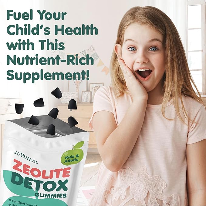 Zeolite Detox for Kids & Adults, 350mg Zeolite & 300mg Chlorella Detox Gummies Gentle Body Toxin Cleanse, 60 Gummies, Green Apple 2Pack