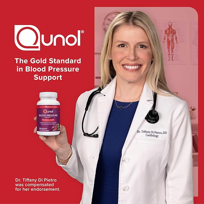 Qunol Blood Pressure Support, 3 in 1 Beets + CoQ10 + Grape Seed Extract, Beet Root Capsules That Supports Healthy Blood Circulation & Heart Healthy Energy, 60 Count (Pack of 4)