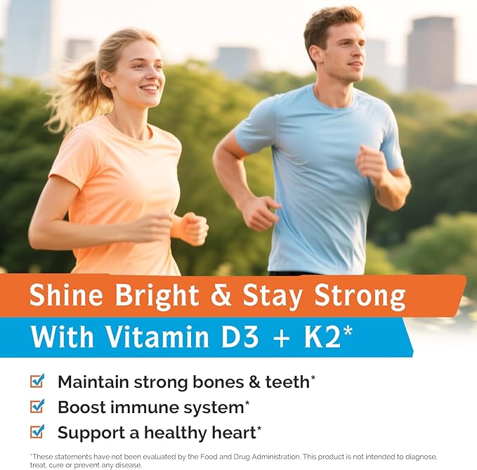 Innate Vitality Vitamin D3 K2 Supplement, High Potency Vitamin D3 10000 IU & Vitamin K2 (MK-7) 200 mcg, Supports Bone, Teeth, Heart & Immune Health, Non-GMO, Gluten Free, 240 Softgels