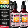 (2 Pack) Vitamin B12 and B6 Liquid Drops, B12 Sublingual Vitamin B Complex - B 12 Vitamin 5000mcg - B12 Methylcobalamin for Energy, Brain, and Heart Support with 27,200 mcg, Strawberry, 80 Servings