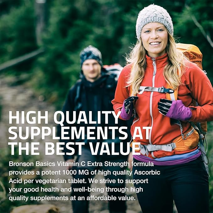 Bronson Vitamin C 1000mg Extra Strength, Supports a Healthy Immune System, High Potency, Non-GMO, 100 Vegetarian Tablets
