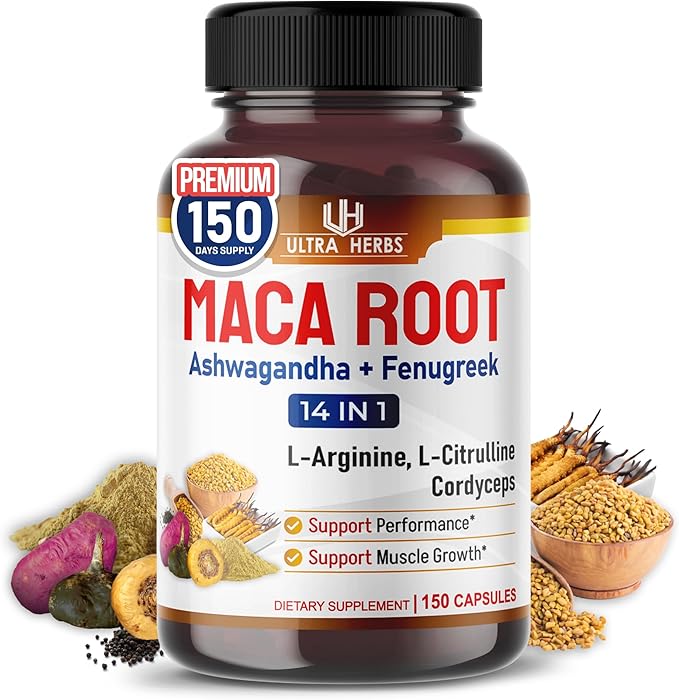 Peruana Maca Root Black, Red, Yellow | Maca Root Capsules Enhanced with Ginseng, Ashwagandha, Fenugreek | Support Stamina, Performance & Mood | 150 Capsules