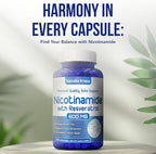 Resveratrol with Vitamin B3 Nicotinamide 500mg | NAD+ Precursor and Longevity Complex with Nicotinamide Form of Vitamin B3 Niacin Flush Free for Aging Skin Energy & Cellular Support (120 Day Supply)