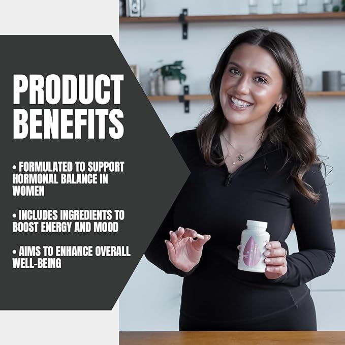 Sweat Ethic Victress, Hormone Balance Support for Women with KSM-66 Ashwagandha, DIM, Biotin, Folic Acid, Dandelion Root, Cayenne Pepper & Vitamin D3, Daily Wellness Formula, 90 Easy to Take Capsules