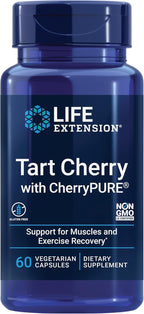 Life Extension Tart Cherry with CherryPURE®, anthocyanins, oxidative Stress, Muscle Recovery, Exercise Support, Muscle Comfort, Vegetarian, Gluten-Free, Non-GMO, 60 Capsules