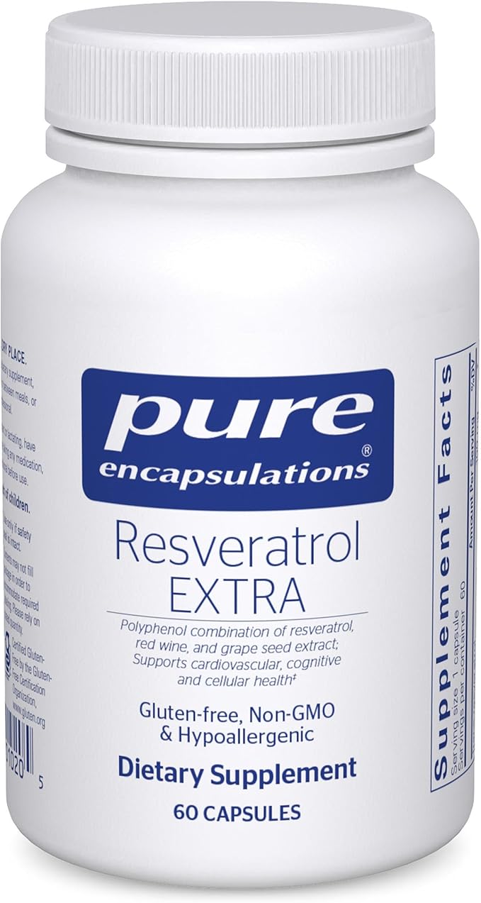 Pure Encapsulations Resveratrol EXTRA - 100 mg Trans-Resveratrol - For Healthy Cellular & Cardiovascular Function* - Antioxidants Supplement - Non-GMO & Gluten Free - 60 Capsules