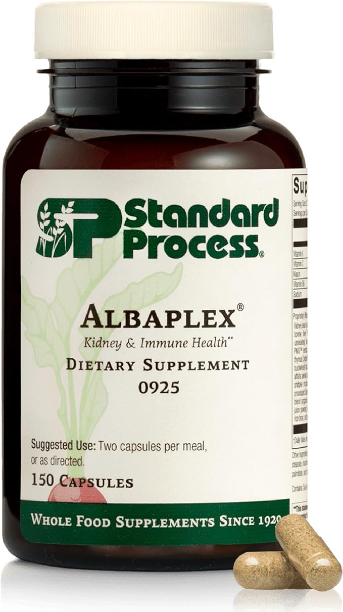Standard Process Albaplex Liver & Immune Health Dietary Supplement - Non-Dairy - Kidney & Liver Health Support - Contains Vitamins A,B6, & C - 150 Capsules