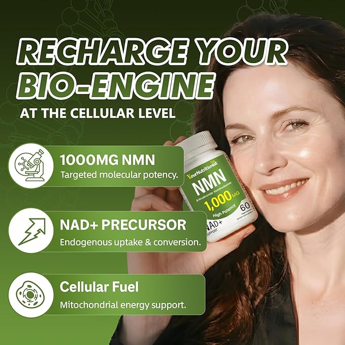 NMN Supplements 1000mg - High Purity NAD+ Precursor - Non-GMO - 60 Vegan Capsules