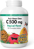 Natural Factors Vitamin C 500 mg - Cell Growth & Immune Health Support Supplement for Kids - Vitamin C for Antioxidant & Bone Support - Tropical Flavor - 90 Chewable Wafers (90 Servings)