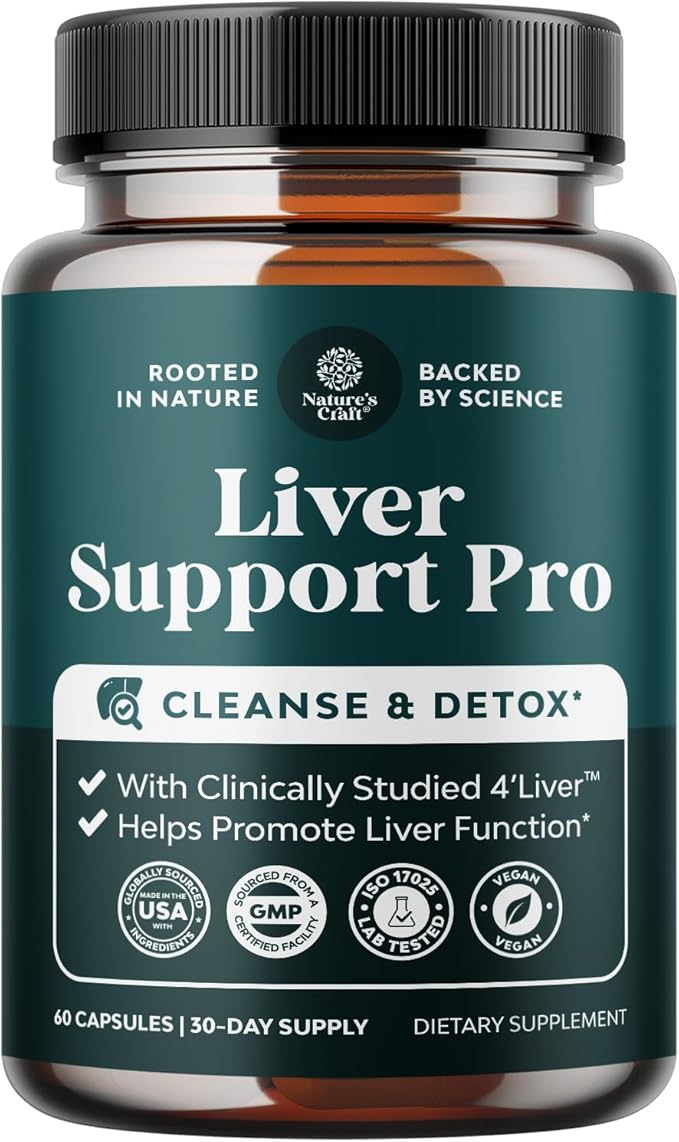 Pro Liver Support Supplement - 2X More Effective than Milk Thistle - Advanced Liver Health Supplement With Clinically Tested 4’Liver Cleanse Detox & Repair Support - 60 Count (Pack of 1)