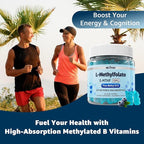 L-MethylFolate 15mg & Methyl B12 Gummies, Methylated B1, B2, B6 Multivitamins - Active 5-MTHF & High Absorption - Supports MTHFR Gene, Cognition, Homocysteine Levels, Folate Metabolism, Vegan, 60 Cts