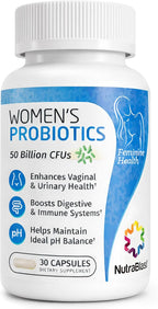 NutraBlast Vaginal Probiotics for Women Digestive, Intimate Balance, UT & Vaginal Health - 50 Billion CFU - 6 Strains, Prebiotics, Cranberry Extract & D Mannose - Womens Probiotic (30 Count)